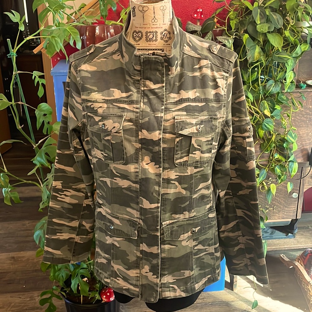 Kensie Women's Green Camo Utility Jacket